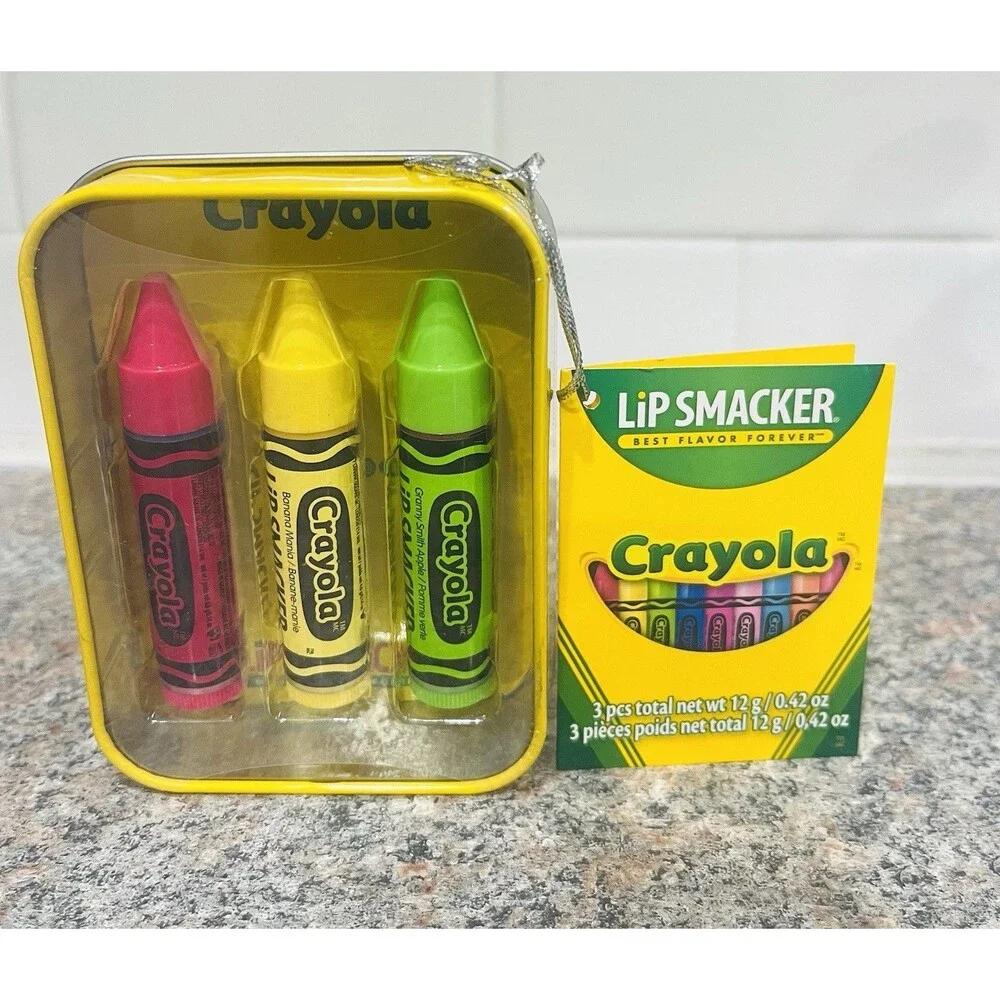 Lip Smacker Flavored Crayola Crayon Lip Balm Razzmatzz, Banana, G Smith Apple